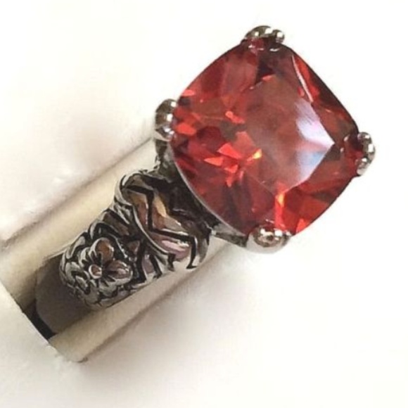 Silver Garnet Celtic Ring Size 8 9 red Cubic zirconia Stainless steel solitaire - Picture 6 of 8